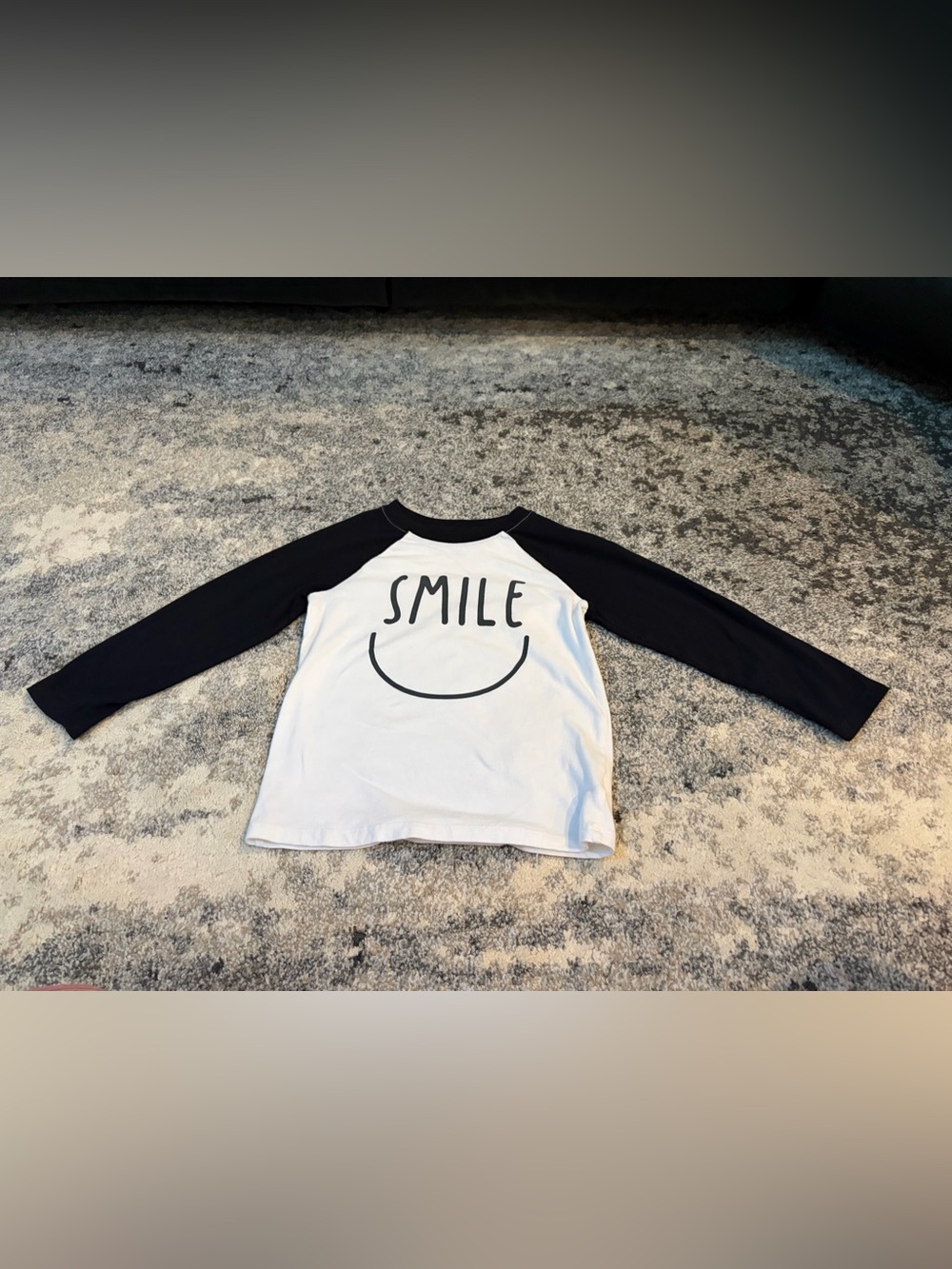 Cat & Jack White and Black 'Smile' Raglan Long Sleeve Tee